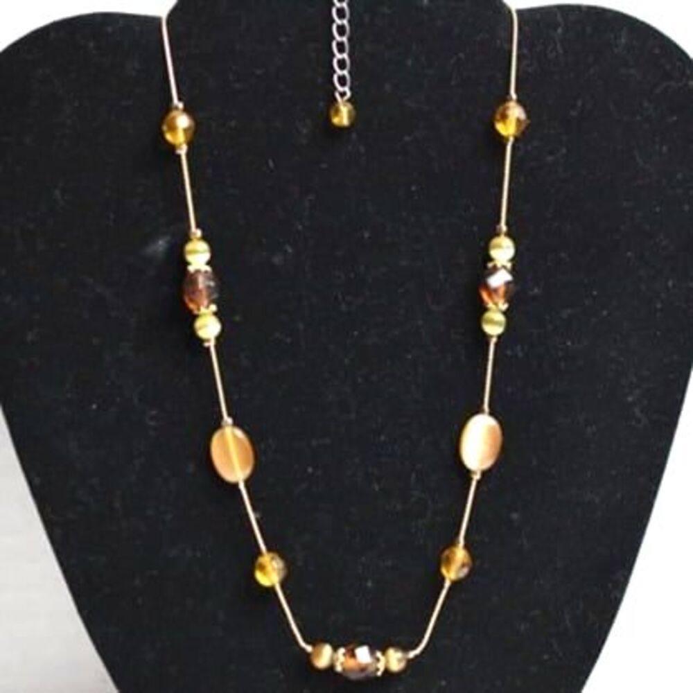 Shades Of Fall Vintage Chic Gold Tone Snake Chain 18" Cottagecore Necklace
